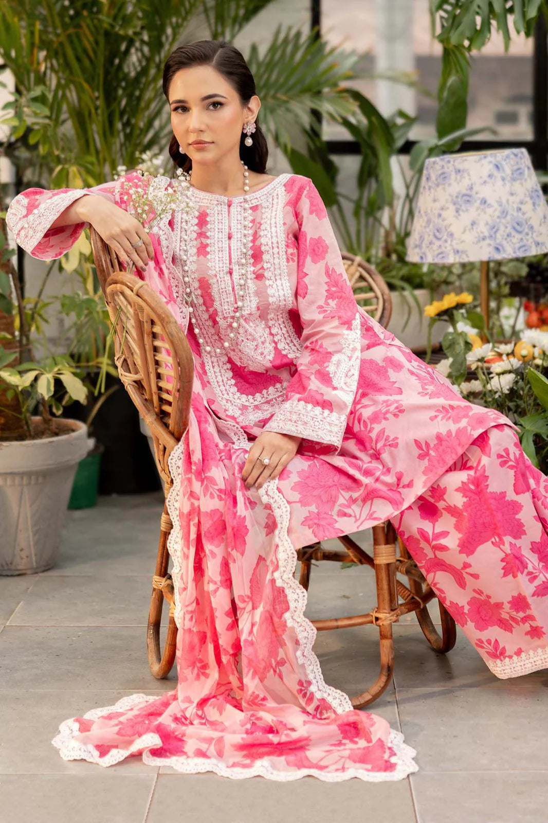 Baroque Swiss Khaddar Digital Print 3-Piece Stitched Dress With Neck,Bottom And Trouser Patches – Vol. 255