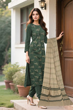 Dhanak Embroidered 3-Piece Suit with Wool Shawl (Multani Style) Royal Blue