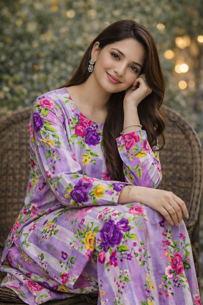 Printed Polo Cotton 2-Piece Set Hover Image