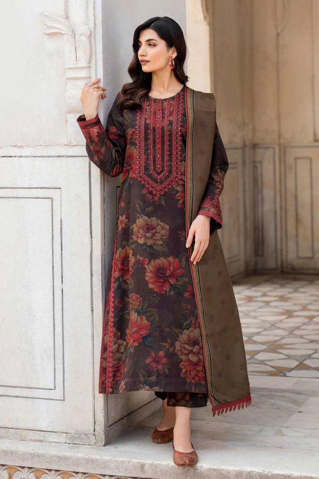 Baroque Swiss Khaddar Digital Print 3-Piece Stitched Dress – Vol. 255 Hover Image
