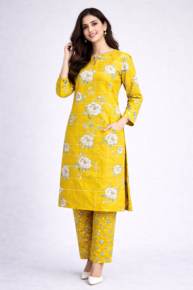 Printed Polo Cotton 2-Piece Set Hover Image