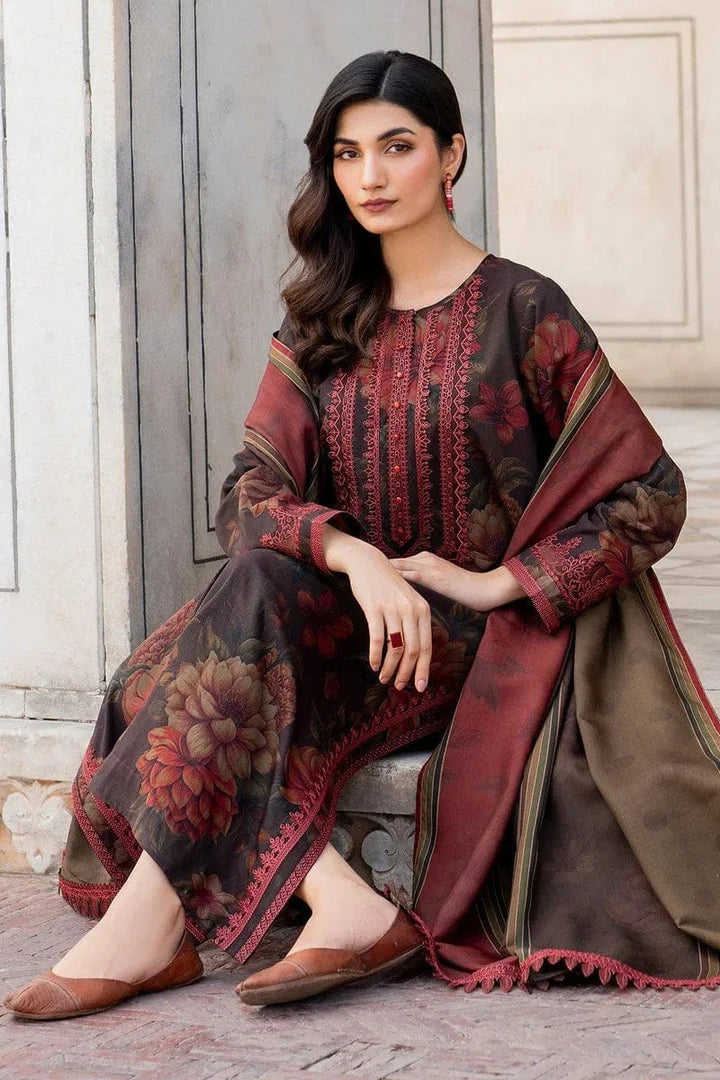 Baroque Swiss Khaddar Digital Print 3-Piece Stitched Dress – Vol. 255