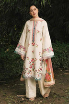 HOORE- 3PC DHANK EMBROIDERED SHIRT WITH COUTRAI WOOL SHAWL & TROUSER-BIC-4133
