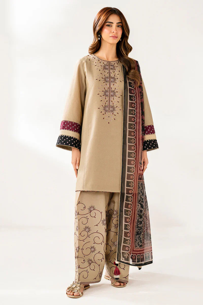 HOORE - Winter 3PC Dhanak Embroidered Suit - VL1236