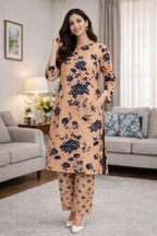 Printed Polo Cotton 2-Piece Set