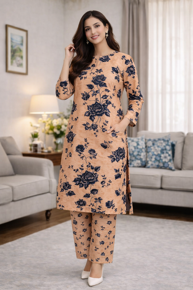 Printed Polo Cotton 2-Piece Set Hover Image