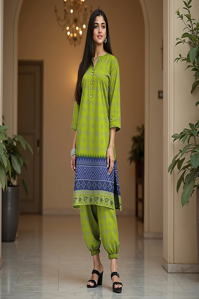 Printed Polo Cotton 2-Piece Set Hover Image