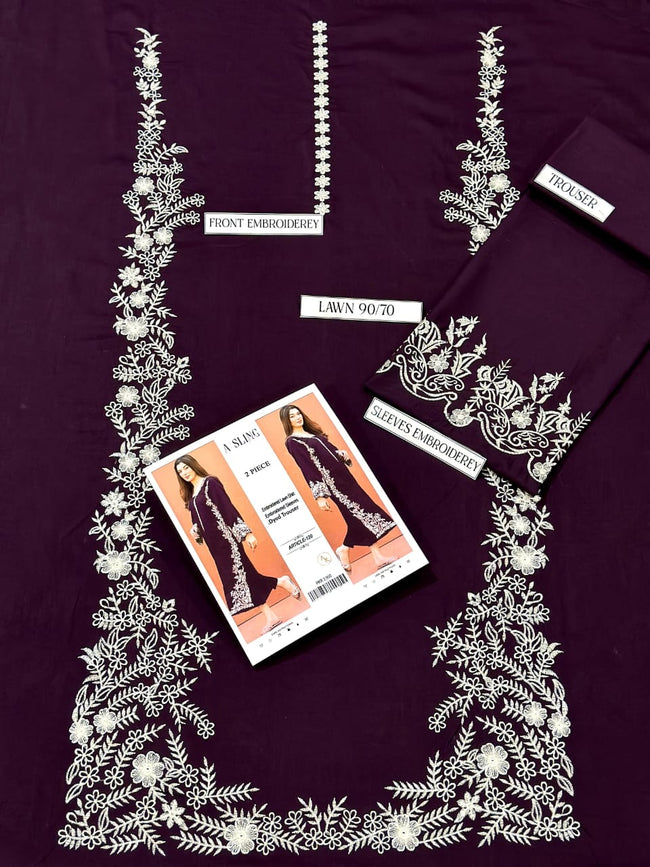 HOORE- Designer Embroidered Dhanak Winter 2 Piece Dress - J0623 Main Image