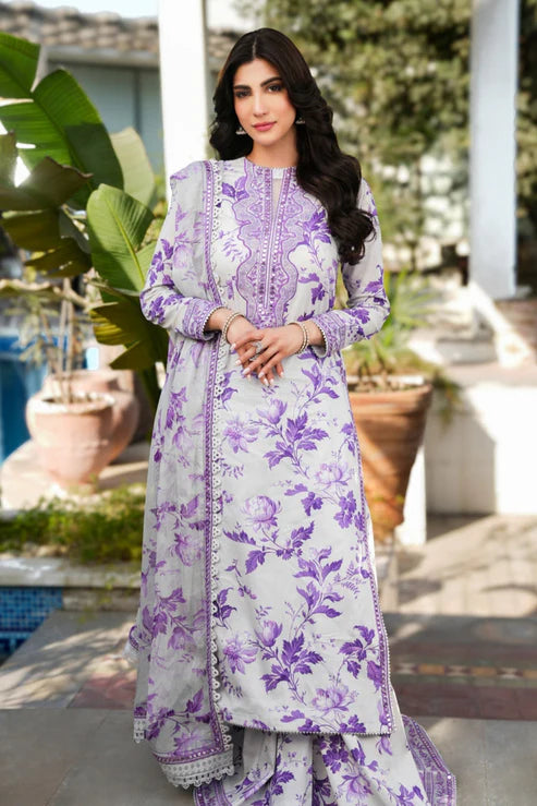 Baroque Swiss Khaddar Digital Print 3-Piece Stitched Dress With Neck,Bottom And Trouser Patches – Vol. 255 Hover Image