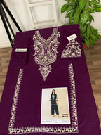 HOORE - 2PC DHANAK EMBROIDERED UNSTICH