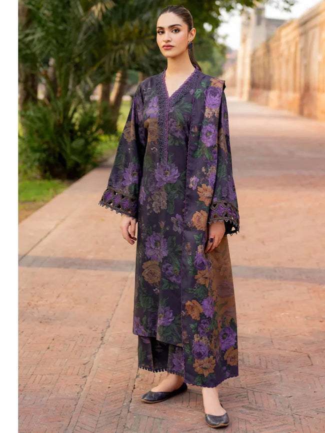 Baroque Swiss Khaddar Digital Print 3-Piece Stitched Dress – Vol. 255 Hover Image